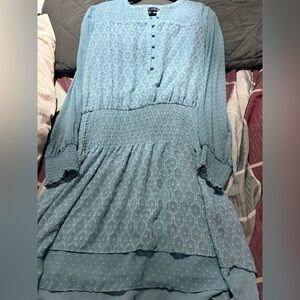 White House Black Market Blue Long Sleeve Dress. Size Large.